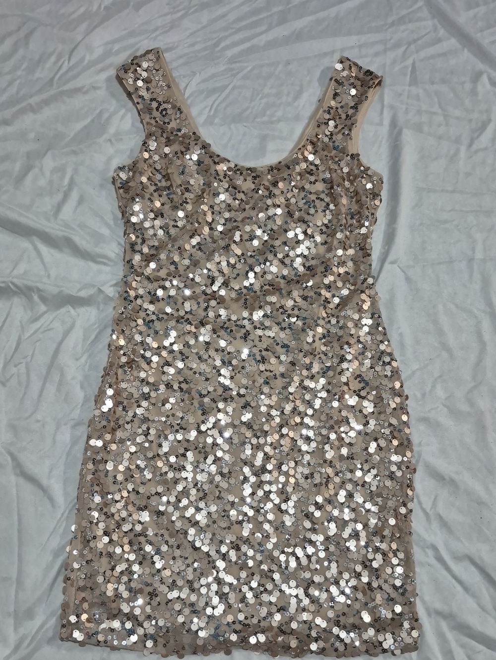 Guess Sequin Mini Dress in Champagne Glitter